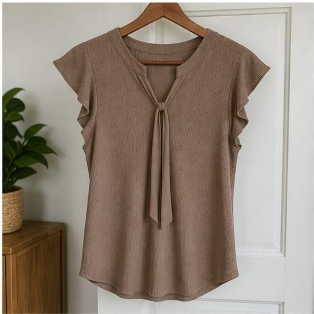 Taupe Smocked Top